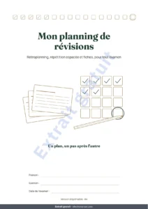 Mon planning de révisions — Planning de révisions d’examens — rétroplanning, répétition espacée et fiches à remplir (PDF non daté)