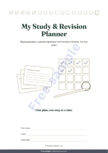 My Study & Revision Planner — Exam Study & Revision Planner — backward plan, spaced repetition and fill-in revision sheets (undated PDF)