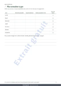 Ma semaine type — Mon carnet de séances — journal d’entraînement sur 12 semaines (marche, course, salle), PDF à imprimer