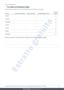 La mia settimana tipo — Il mio diario, sessione per sessione — diario di allenamento di 12 settimane (camminata, corsa, palestra), PDF da stampare
