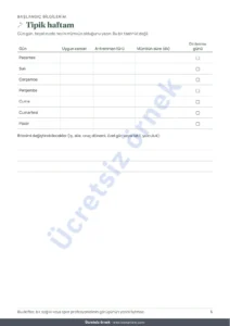 Tipik haftam — Antrenman Defterim — 12 haftalık antrenman günlüğü (yürüyüş, koşu, spor salonu), yazdırılabilir PDF