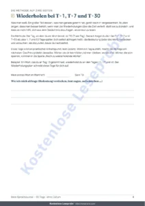 Wiederholen bei T+1, T+7 und T+30 — Mein Sprachjournal — 90 Tage Lernen und Vokabeln, für jede Sprache (PDF zum Ausdrucken)