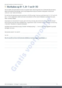 Herhalen op D+1, D+7 en D+30 — Mijn taaldagboek — 90 dagen leren en woordenschat, voor elke taal (pdf om te printen)