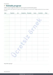 Haftalık program — Özel ders takip tablosu — öğrenciler, dersler ve ödemeler için tablo + yazdırılabilir PDF defter (Excel, Google Sheets ve LibreOffice)