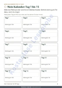 Mein Kalender: Tag 1 bis 15 — Mein Ramadan-Heft — Spiele, Ausmalbilder und gute Taten, 5-10 Jahre