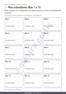 Meu calendário: dias 1 a 15 — Meu caderno do Ramadã — Jogos, desenhos para colorir e boas ações, 5-10 anos