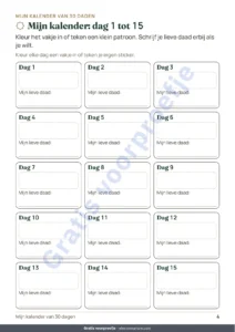Mijn kalender: dag 1 tot 15 — Mijn ramadan-doeboek — Spelletjes, kleurplaten en lieve daden, 5-10 jaar