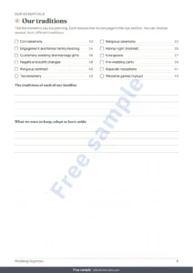 Our traditions — Wedding Organiser — printable PDF planner and budget spreadsheet, whatever your tradition