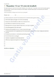 Maanden 12 tot 10 vóór de bruiloft — Bruiloftplanner — PDF om te printen en budgetwerkmap, voor elke traditie
