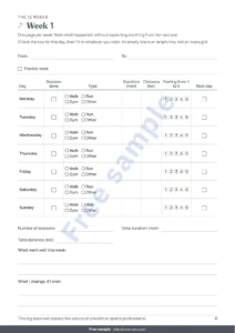 Week 1 — My Session Log — 12-week journal for walking, running and gym sessions, printable PDF