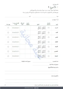 الأسبوع 1 — دفتري: حصة بعد حصة — يوميات تدريب لمدة 12 أسبوعا (مشي، جري، النادي)، PDF للطباعة