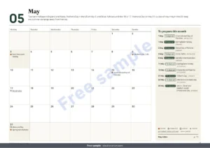 May — 2027 Marketing Calendar — dates by market and post ideas, PDF + spreadsheet + calendar file