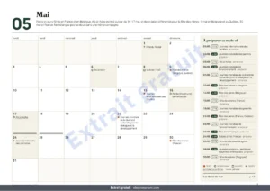 Mai — Calendrier marketing 2027 — dates par pays et idées de publication, PDF + tableur + agenda