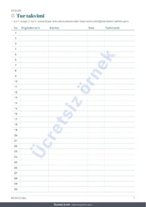 Tur takvimi — Birikim Grubu — altın günü ve para günü için güvene dayalı kayıt: tablo ve PDF defter (Excel, Google Sheets ve LibreOffice ile uyumlu)