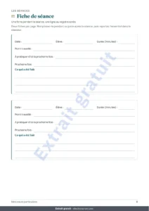 Fiche de séance — Cours particuliers — classeur des élèves, séances et paiements + carnet PDF à imprimer (Excel, Google Sheets et LibreOffice)