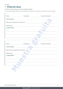 Ficha de clase — Control de clases particulares — plantilla Excel de estudiantes, clases y pagos + cuaderno PDF para imprimir (Excel, Google Sheets y LibreOffice)