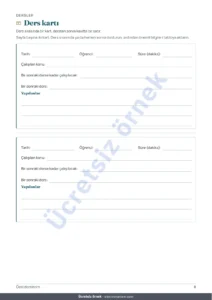 Ders kartı — Özel ders takip tablosu — öğrenciler, dersler ve ödemeler için tablo + yazdırılabilir PDF defter (Excel, Google Sheets ve LibreOffice)