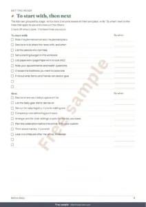 To start with, then next — Before Baby — printable arrival planner and budget workbook, whatever your tradition