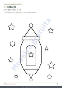 El farol — Mi cuaderno de Ramadán — Juegos, dibujos para colorear y buenas acciones, 5-10 años