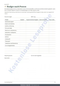 Budget nach Posten — Hochzeitsplaner — PDF zum Ausdrucken und Budget-Tabelle, für jede Tradition