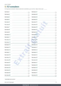 52 semaines — Défi d’épargne — carnet PDF à cocher et classeur calculé, dans votre devise (compatible Excel, Google Sheets et LibreOffice)