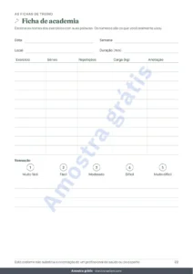 Ficha de academia — Meu diário de treinos — caderno de 12 semanas (caminhada, corrida, academia), PDF para imprimir