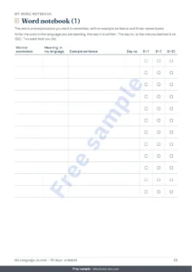 Word notebook (1) — My Language Journal — 90 days of learning and vocabulary, for any language (printable PDF)