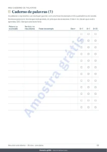 Caderno de palavras (1) — Meu diário de idioma — 90 dias de estudo e vocabulário, para qualquer idioma (PDF para imprimir)