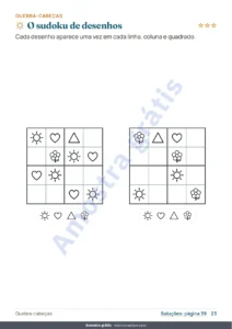 O sudoku de desenhos — Meu caderno de férias — números, lógica, diário e natureza, 6 a 9 anos (PDF para imprimir e versão para tablet)