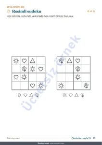 Resimli sudoku — Benim tatil defterim — sayılar, mantık, günlük ve doğa, 6-9 yaş (yazdırılabilir PDF ve tablet sürümü)