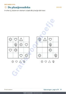 De plaatjessudoku — Mijn vakantieschrift — getallen, logica, dagboek en natuur, 6-9 jaar (pdf om te printen en tabletversie)