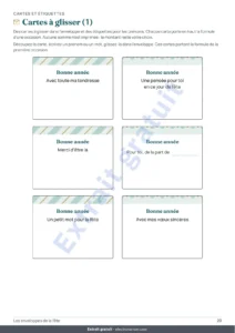 Cartes à glisser (1) — Les enveloppes de la fête — 4 gabarits à imprimer et plier sans colle, cartes et étiquettes (PDF A4 et Letter)