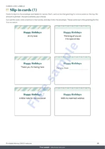 Slip-in cards (1) — Printable Money Gift Envelopes — 4 no-glue fold templates with slip-in cards and name labels (PDF, A4 and US Letter)