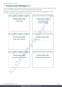 Karten zum Beilegen (1) — Umschlag-Vorlagen zum Fest — 4 Vorlagen zum Ausdrucken und Falten ohne Kleber, mit Karten und Etiketten (PDF A4 und Letter)