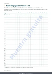 Tabla de pagos: turnos 1 a 15 — Círculo de ahorro — el registro de tu tanda entre personas de confianza: hoja de cálculo y libreta PDF (compatible con Excel, Google Sheets y LibreOffice)