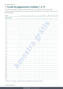 Grade de pagamentos: rodadas 1 a 15 — Círculo de poupança — o registro da sua caixinha entre pessoas de confiança: planilha e caderno PDF (compatível com Excel, Google Sheets e LibreOffice)
