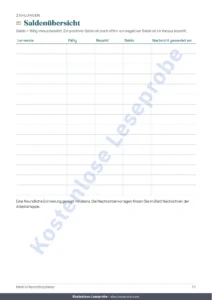 Saldenübersicht — Privatunterricht & Nachhilfe — Arbeitsmappe für Lernende, Einheiten und Zahlungen + PDF-Heft zum Ausdrucken (Excel, Google Sheets und LibreOffice)