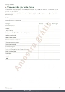 Orçamento por categoria — Antes do bebê — caderno da chegada para imprimir e planilha de orçamento, qualquer que seja a sua tradição