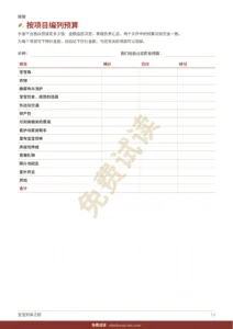 按项目编列预算 — 宝宝到来之前——可打印的到来手册与预算表格，适合各种传统