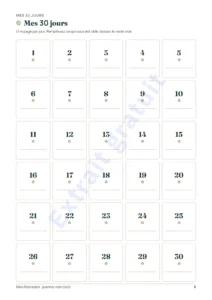 Tableau des 30 jours — Mon Ramadan — Planner non daté, 30 jours