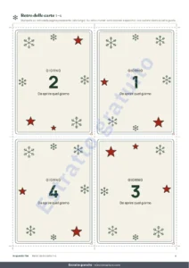 Retro delle carte 1–4 — Conto alla rovescia delle feste — 24 carte di attività in famiglia da stampare (calendario dell&rsquo;Avvento)