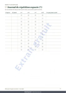 Journal de répétition espacée (1) — Planning de révisions d’examens — rétroplanning, répétition espacée et fiches à remplir (PDF non daté)