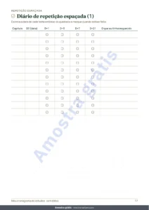 Diário de repetição espaçada (1) — Cronograma de estudos para provas — cronograma reverso, repetição espaçada e fichas para preencher (PDF sem datas)
