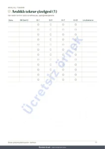 Aralıklı tekrar çizelgesi (1) — Sınav çalışma planlayıcısı — geriye doğru plan, aralıklı tekrar ve doldurulabilir özet kartları (tarihsiz PDF)