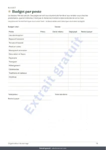 Budget par poste — Organisateur de mariage — carnet PDF et classeur de budget, quelle que soit votre tradition