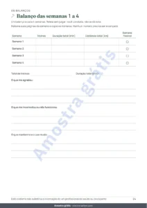 Balanço das semanas 1 a 4 — Meu diário de treinos — caderno de 12 semanas (caminhada, corrida, academia), PDF para imprimir