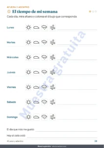 El tiempo de mi semana — Mi cuaderno de vacaciones — números, lógica, diario y naturaleza, 6-9 años (PDF para imprimir y versión para tableta)