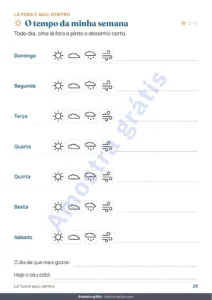 O tempo da minha semana — Meu caderno de férias — números, lógica, diário e natureza, 6 a 9 anos (PDF para imprimir e versão para tablet)