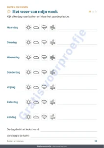 Het weer van mijn week — Mijn vakantieschrift — getallen, logica, dagboek en natuur, 6-9 jaar (pdf om te printen en tabletversie)