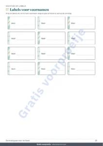 Labels voor voornamen — De enveloppen voor het feest — 4 sjablonen om af te drukken en te vouwen zonder lijm, met kaartjes en labels (PDF A4 en Letter)